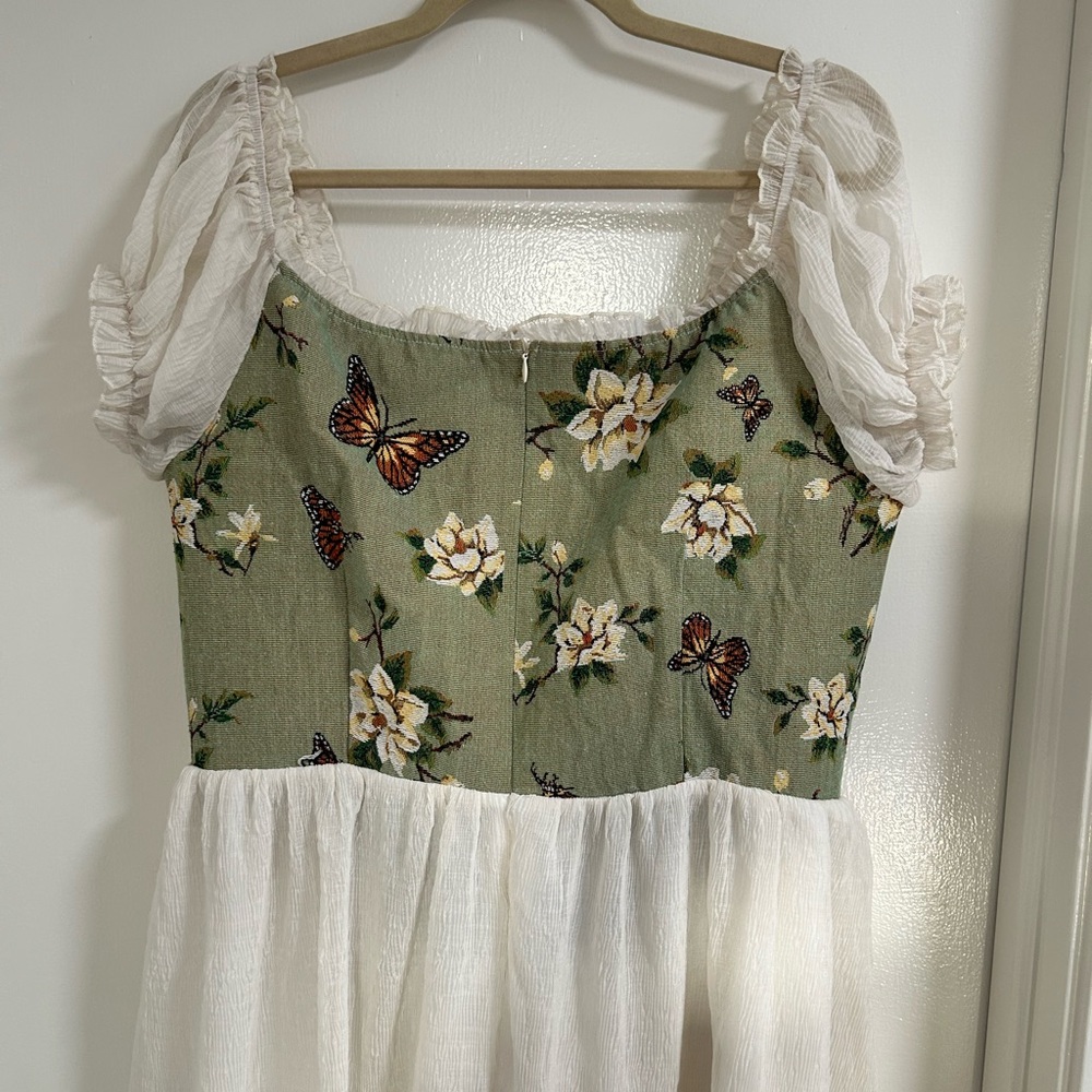 Fairycore Green and White Floral Dress - Picture 4 of 7